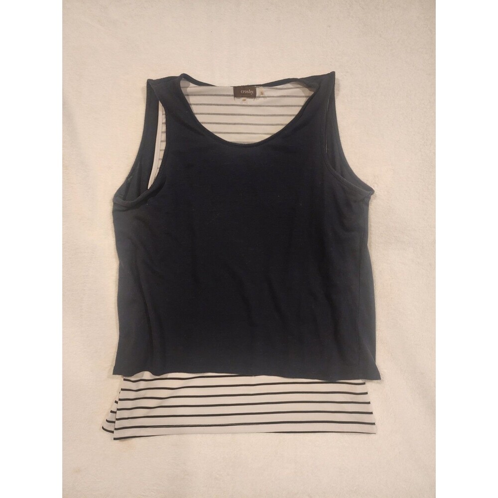 Crosby Blue White Tank Top Double Layered Large